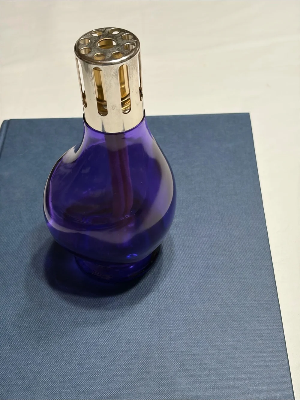 Handblown Royal Purple Glass French Lamp Berger with Gold-Tone Top